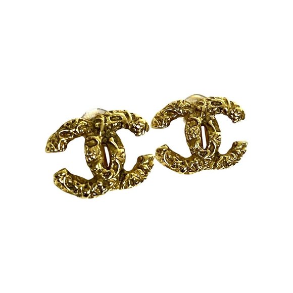 CHANEL Gold Logo Earrings - Picture 1 of 6